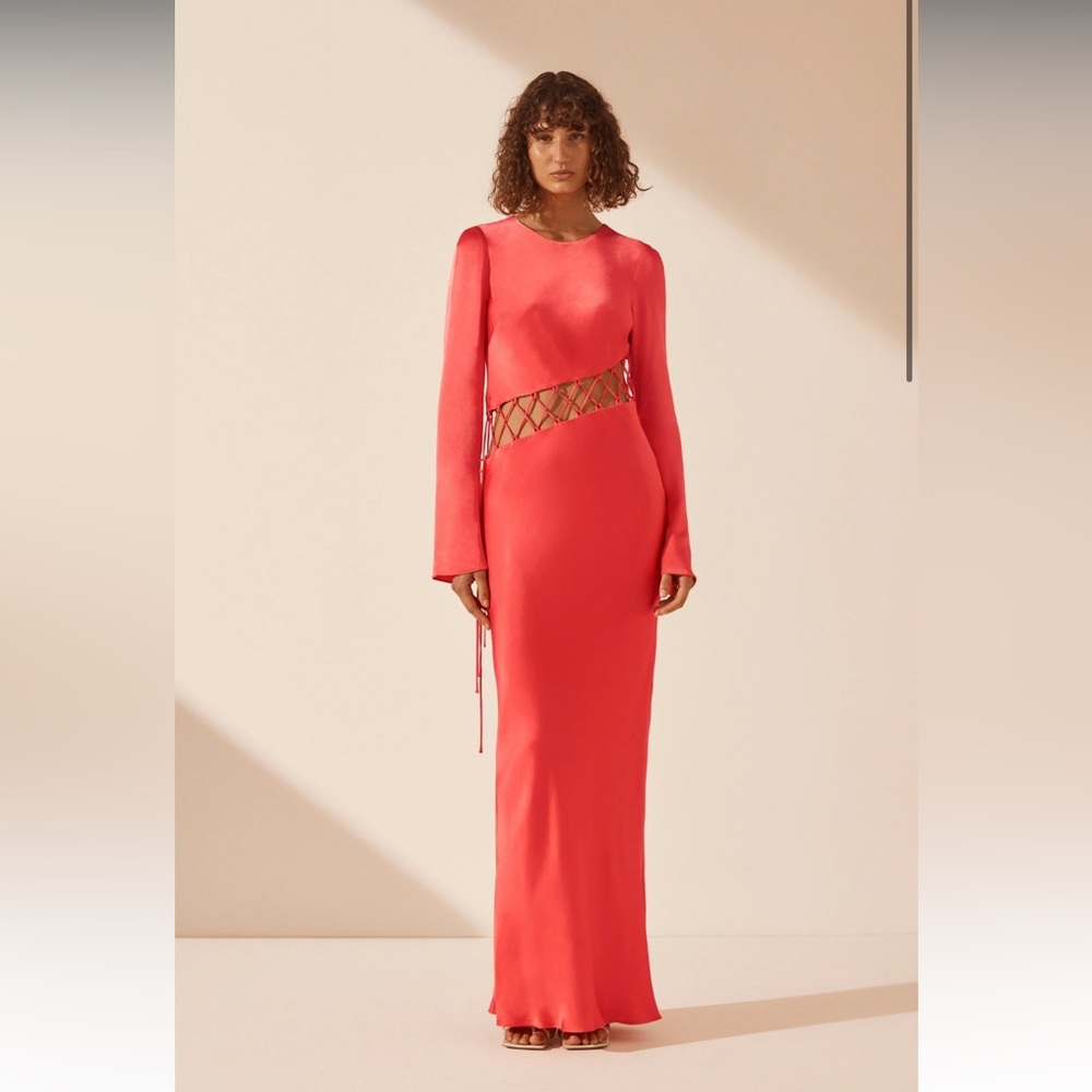Shona Joy Lydie Asymmetrical Lace Up Maxi Dress